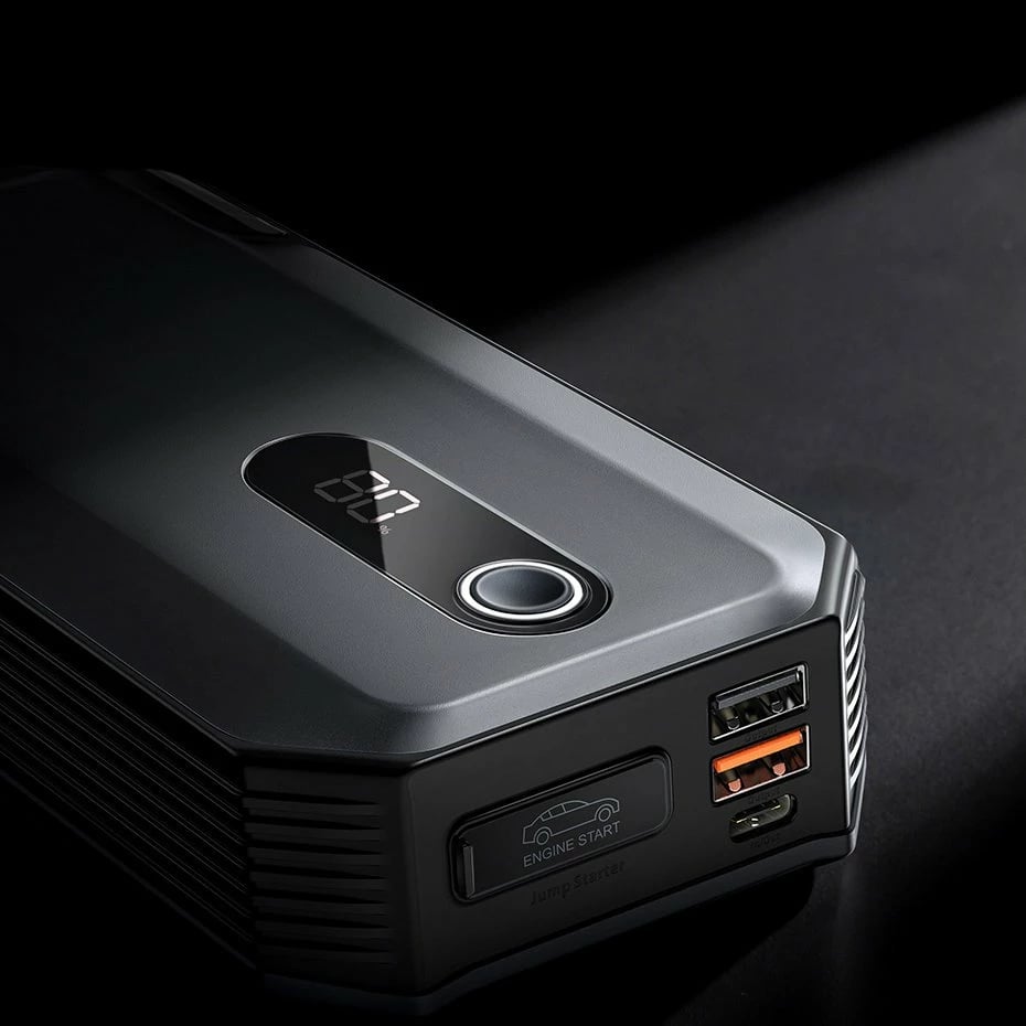 Jump starter Baseus CGNL020001, powerbank 20000mAh, 12V, 2000A, me kabllo krokodili, e zezë