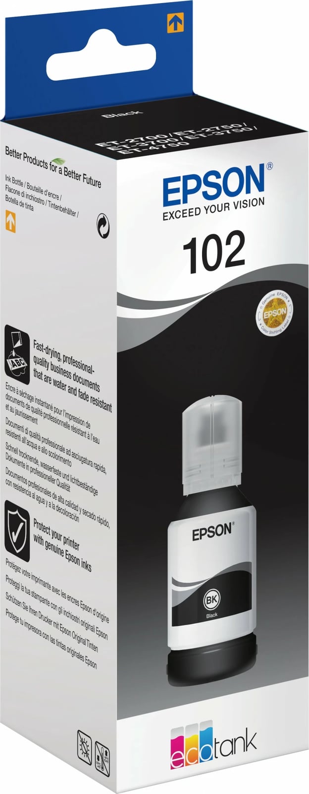 Shishe boje Epson EcoTank 102, Pigment i zi, 127 ml