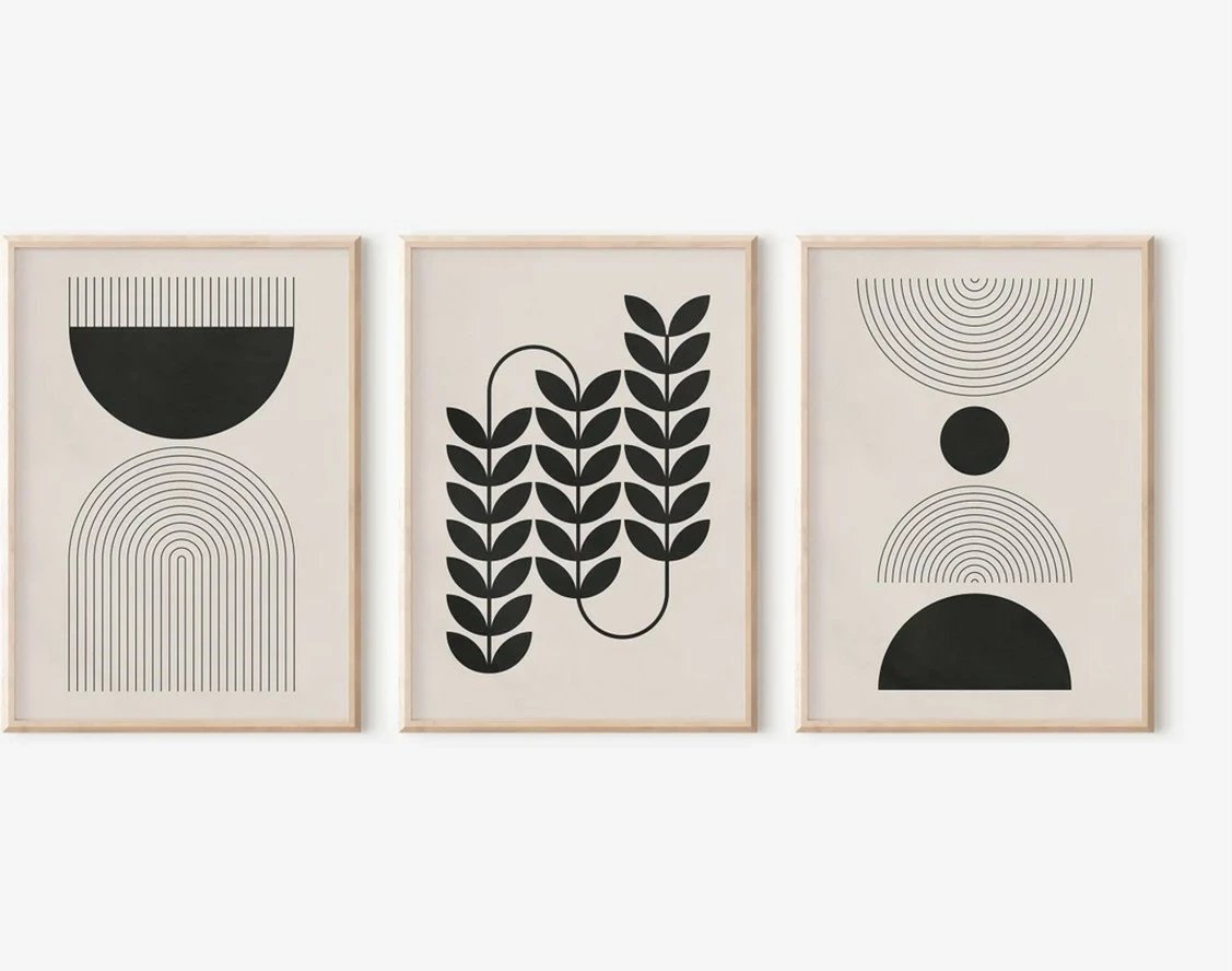 Pikturë dekorative me kornizë (3 copë), Wallity, 3Dartsohoset74