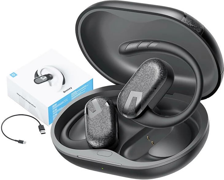Kufje TWS Soundpeats Breezy, wireless, Bluetooth 5.4, me mikrofon, të zeza