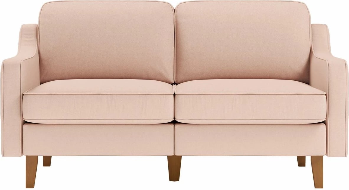 Divan dy ulëshe, ngjyrë salmon, këmbë druri arre, Robin 2