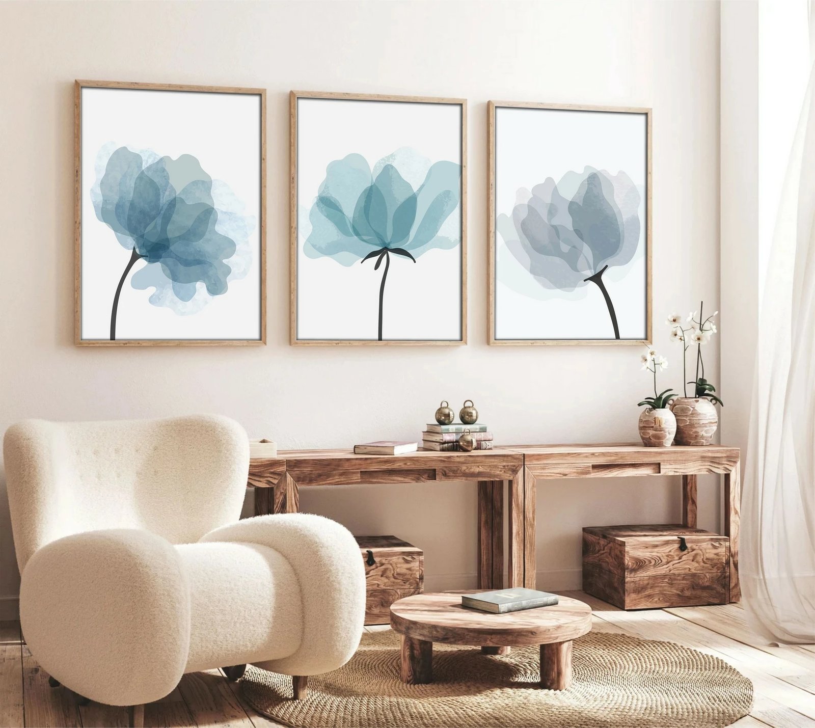 Pikturë dekorative me kornizë, 3 pjesë, Wallity, shumëngjyrëshe, Huhu206, 20x30cm