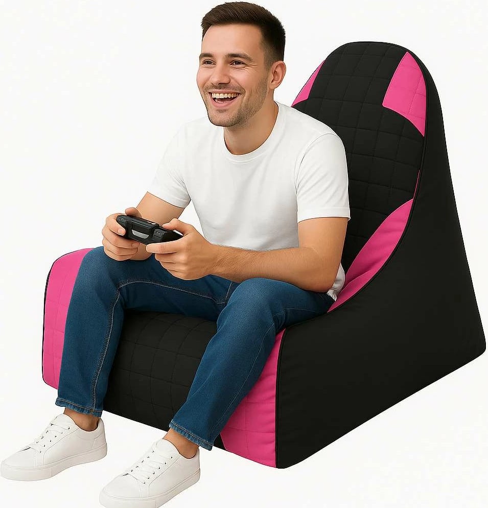 Karrige bean bag XXL Gamer, rozë dhe e zezë