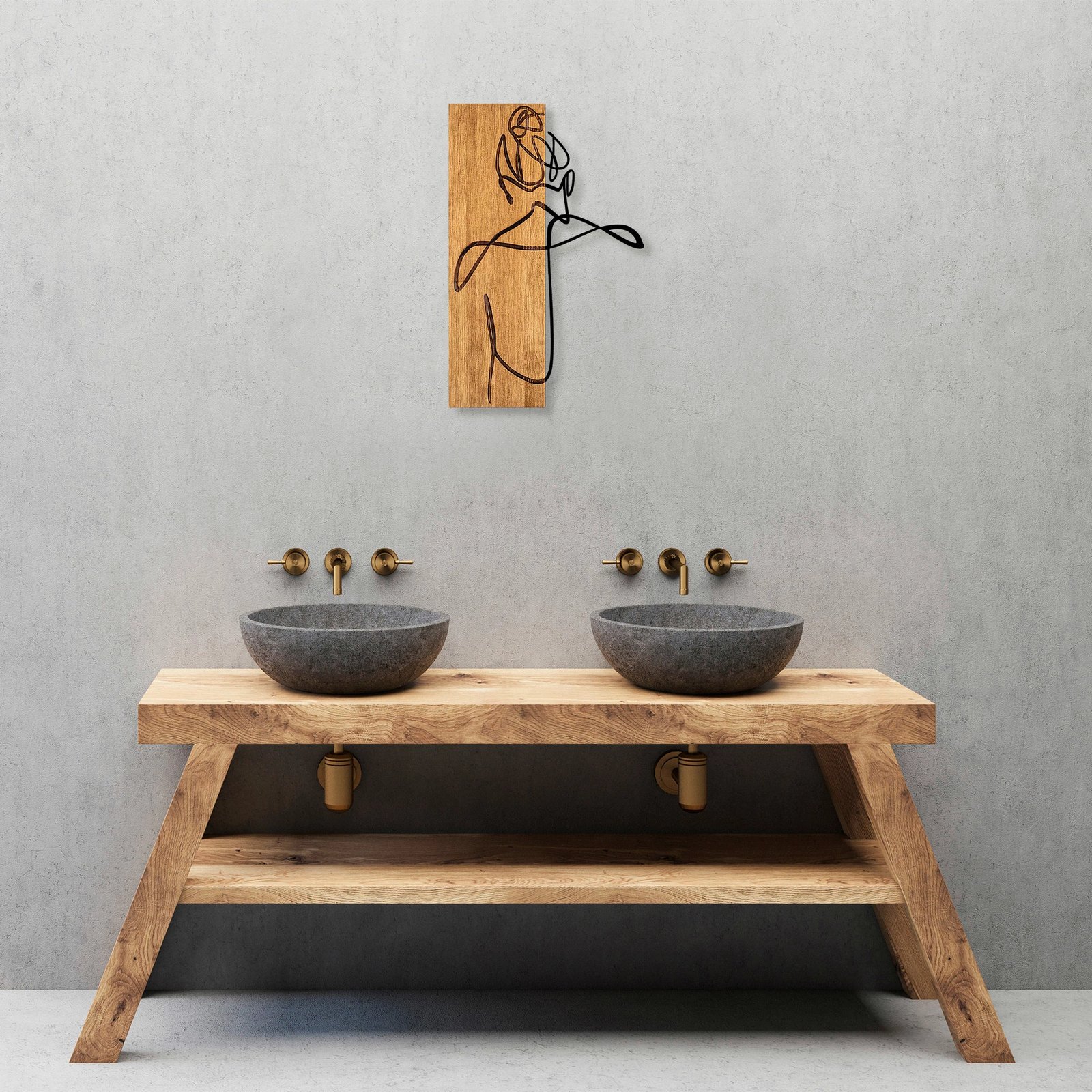 Aksesor dekorativ për mur, dru arre dhe metal, Wallity MA-295