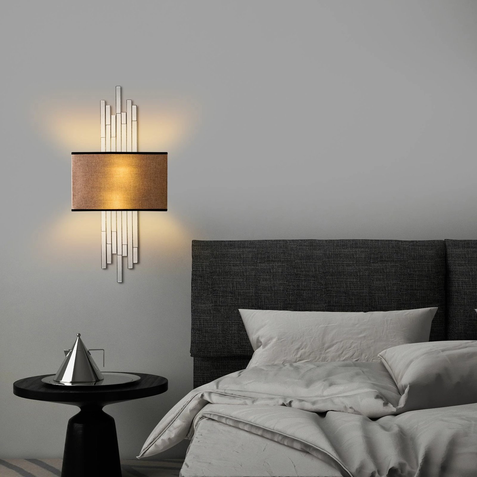 Llambë muri Opviq, Axıs - 15122, metal dhe pëlhurë, e bardhë dhe kafe e çelët