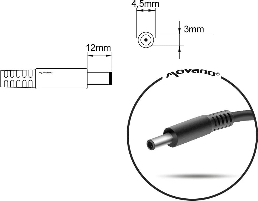 Karikues laptopi Mitsu ZM/DEL195462P, 90W, 19.5V 4.62A, 4.5x3.0 mm, i zi