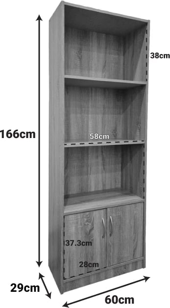 Raft librash Tekaro, ngjyrë sonoma, 60x29x166cm