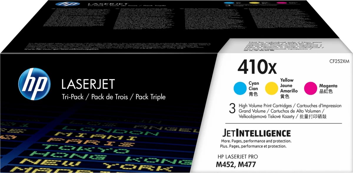 Toner HP 410X CF252XM rendiment 5000 faqe cyan, magenta, yellow paketë trefishe