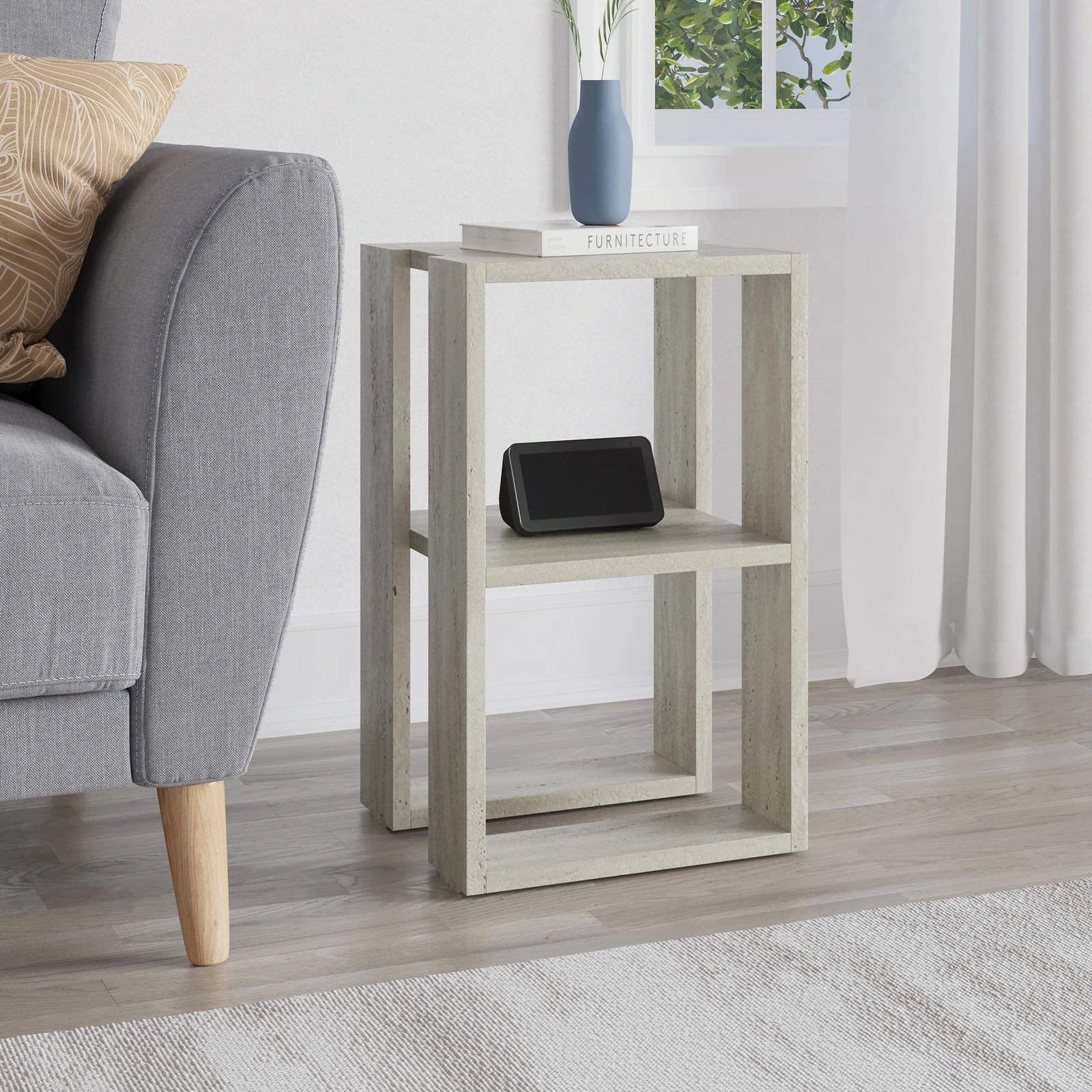 Komodinë nate Skye Decor, Lonie, ngjyrë travertin, 2 nivele