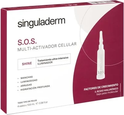 Trajtim ndriçues për fytyrë Singuladerm S.O.S. Multi-Activating Cellular, unisex, 4x10.5ml