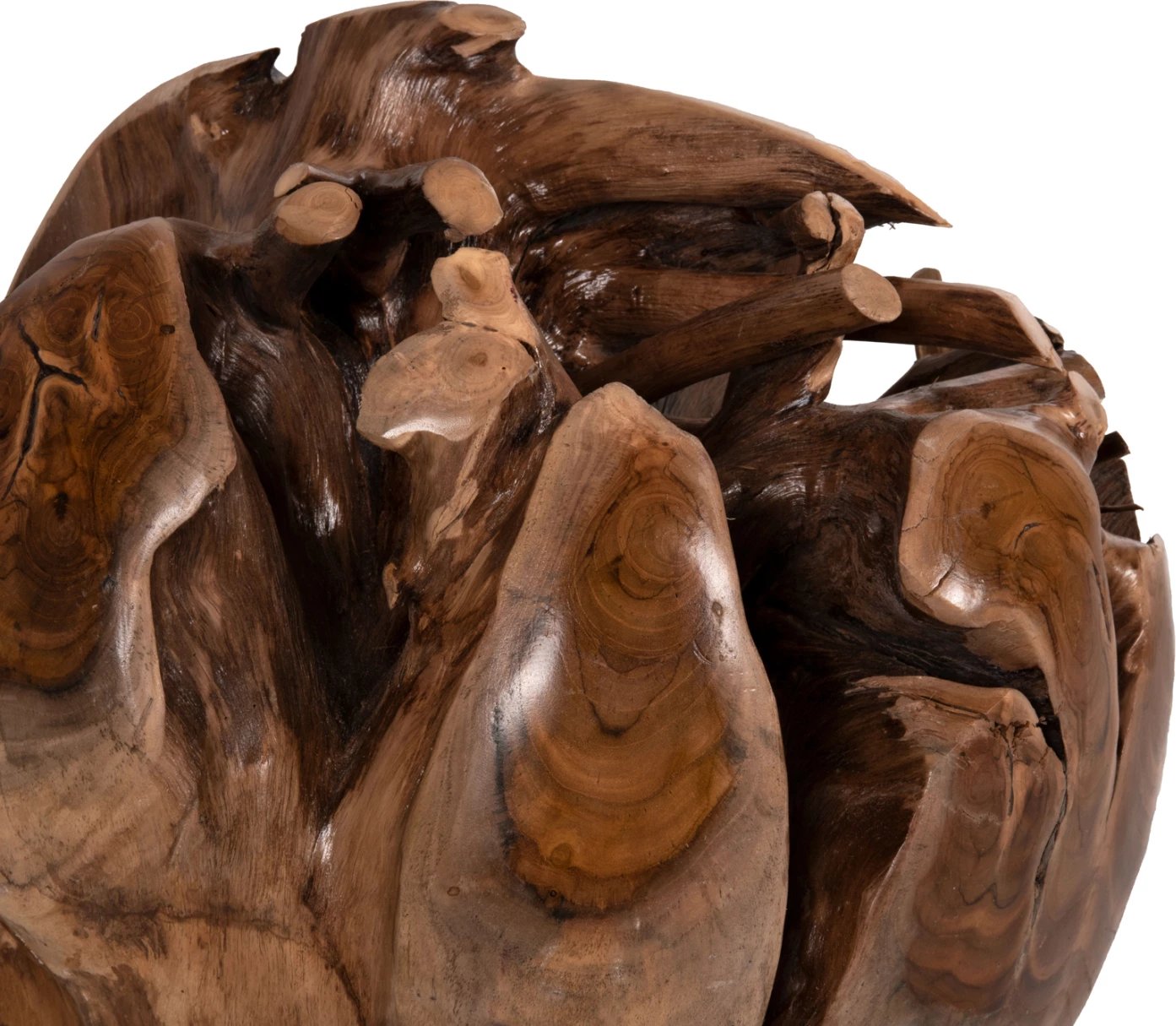 Dekor për dysheme CLEM, sferë prej druri teak masiv, madhësi e madhe Φ50cm