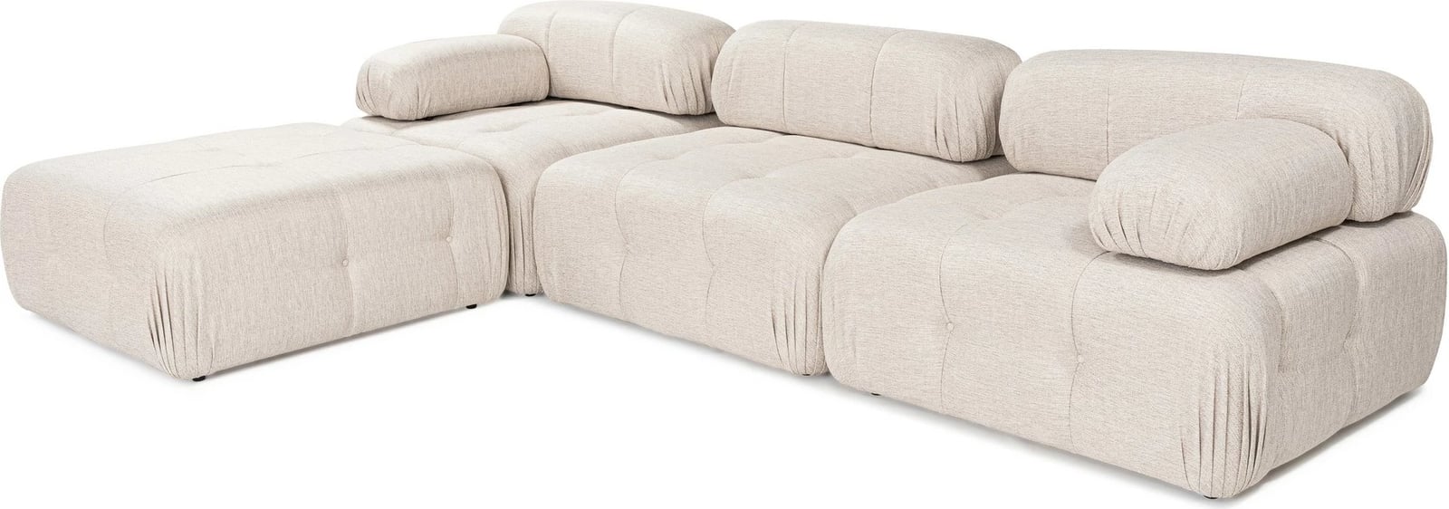 Këndare Atelier del Sofa Doblo 3 ulëse me pouffe, ngjyrë kafe e çelët