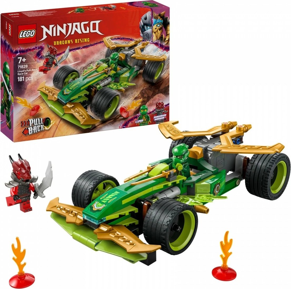 Set ndërtimi LEGO NINJAGO Lloyd's Race Car me pull-back motor, 181 pjesë, Jeshile