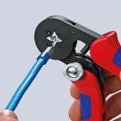 Krimping tool Knipex 97 53 14, për tub terminale, 0.08-10 mm², kuqe/blu