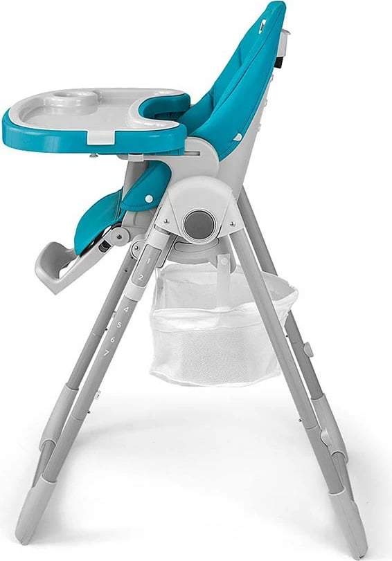 Karrige e lartë bebe, Milly Mally, Bueno, 6–36 muaj, rregullim lartësie 7 nivele, shpinore 5 pozicione, rripa 5‑pikësh, palosje kompakte, deri 15 kg, blu