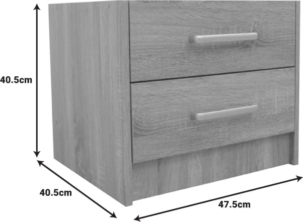 Komodinë Olympus me 2 sirtarë, ngjyrë lisi të çelët, 47.5x40.5x40.5