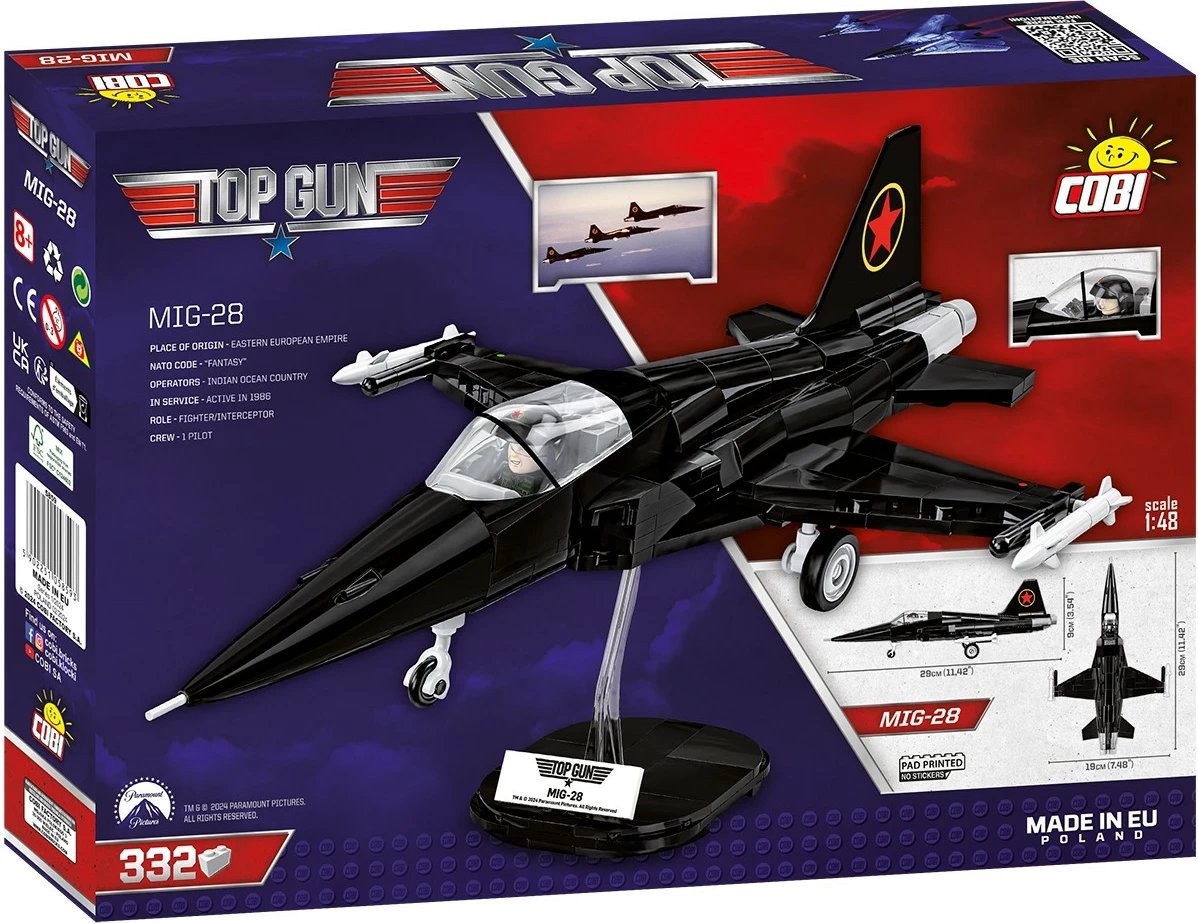 Set blloqe Cobi Klocki Top Gun MiG-28, 332 pjesë, i zi