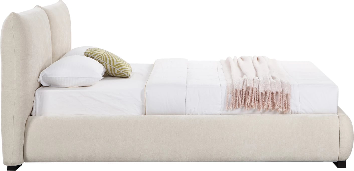 Krevat dopio me hapësirë për depo, material lëkure të butë (faux fur), ngjyrë bezhë e çelët, NUVIA CD728.03, dyshek 160x200cm