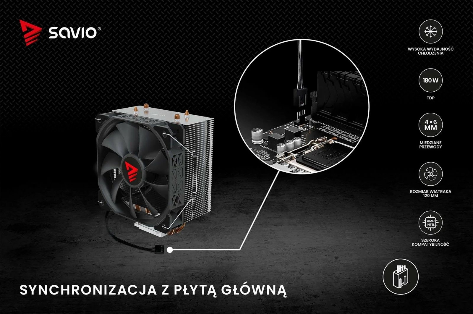 Kasë ftohëse procesori Savio Vortex X2, 120 mm, 4 heatpipe, e zezë