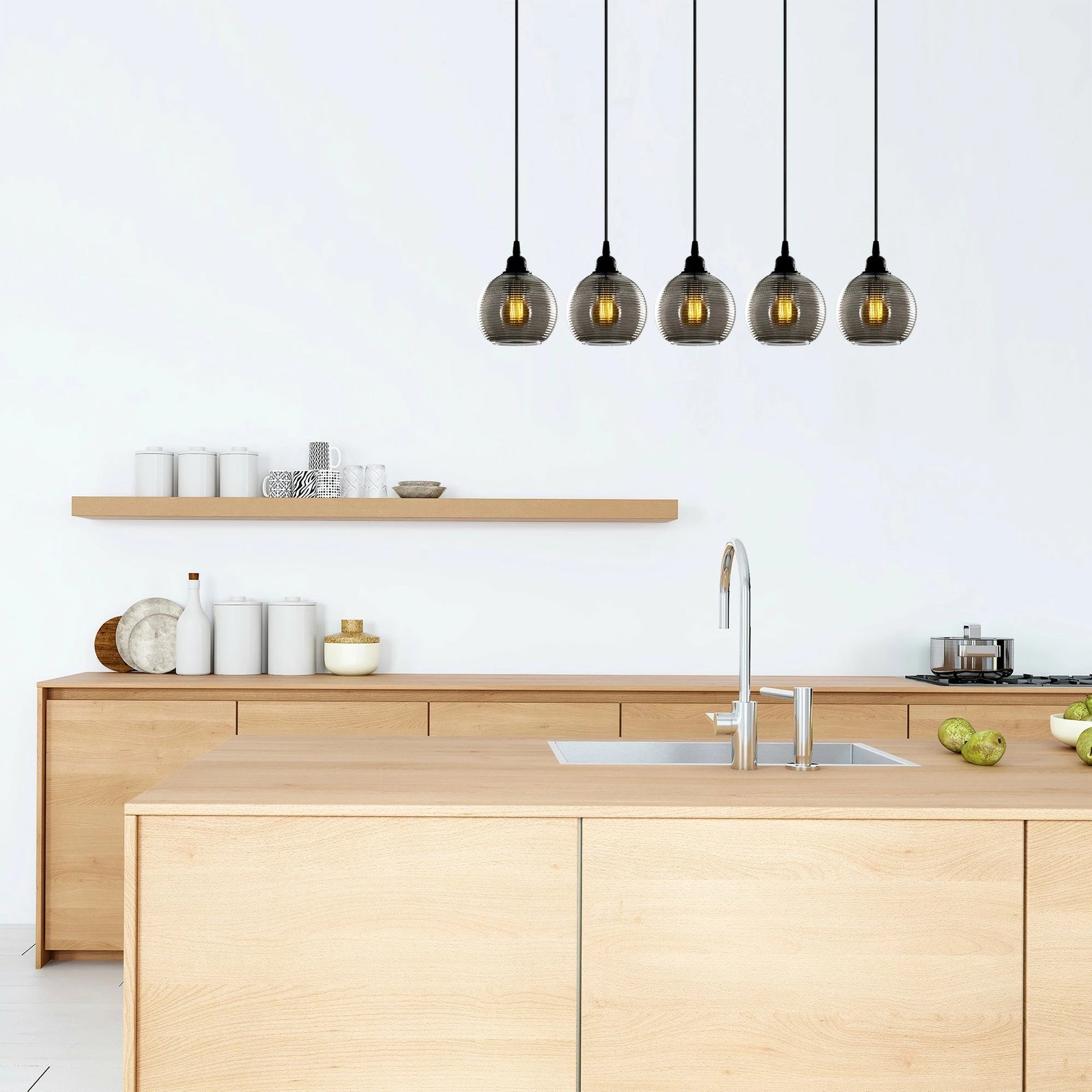 Llambë tavani Opviq, ngjyrë fume, 5 copa, 85x85cm