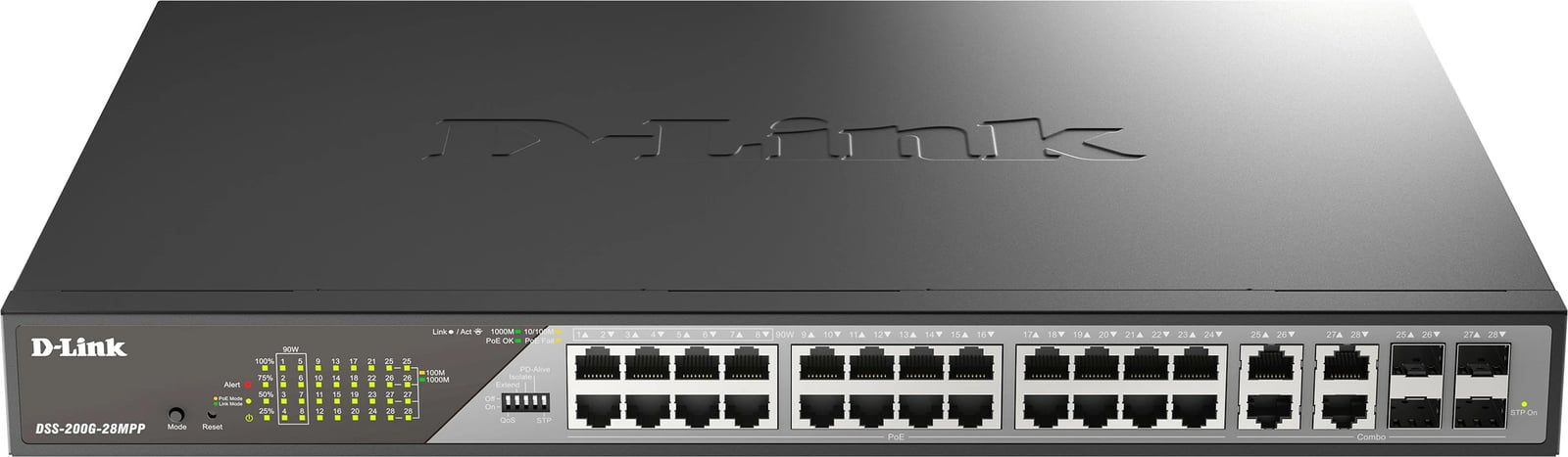 Switch D-Link DSS-200G-28MP, Managed, L2, Gigabit Ethernet, PoE, 1U