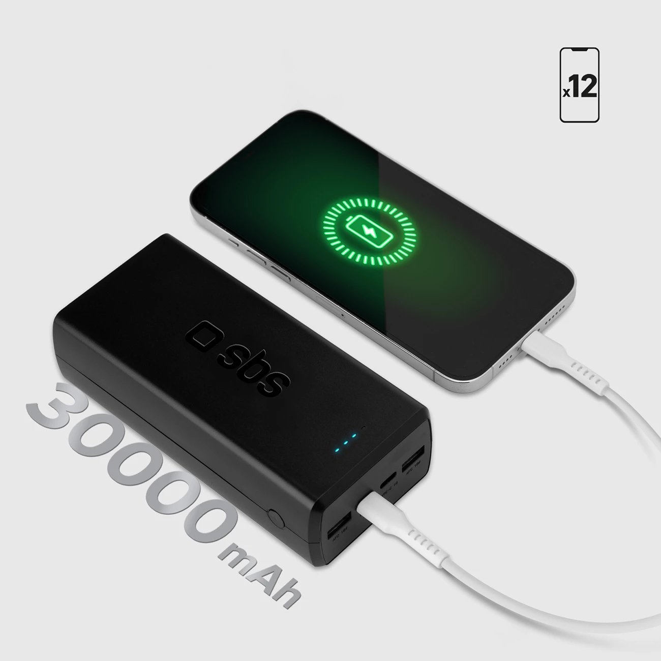 Powerbank SBS TTBB30000PD20K, 30000 mAh, 2x USB-C, 2x USB-A, e zezë