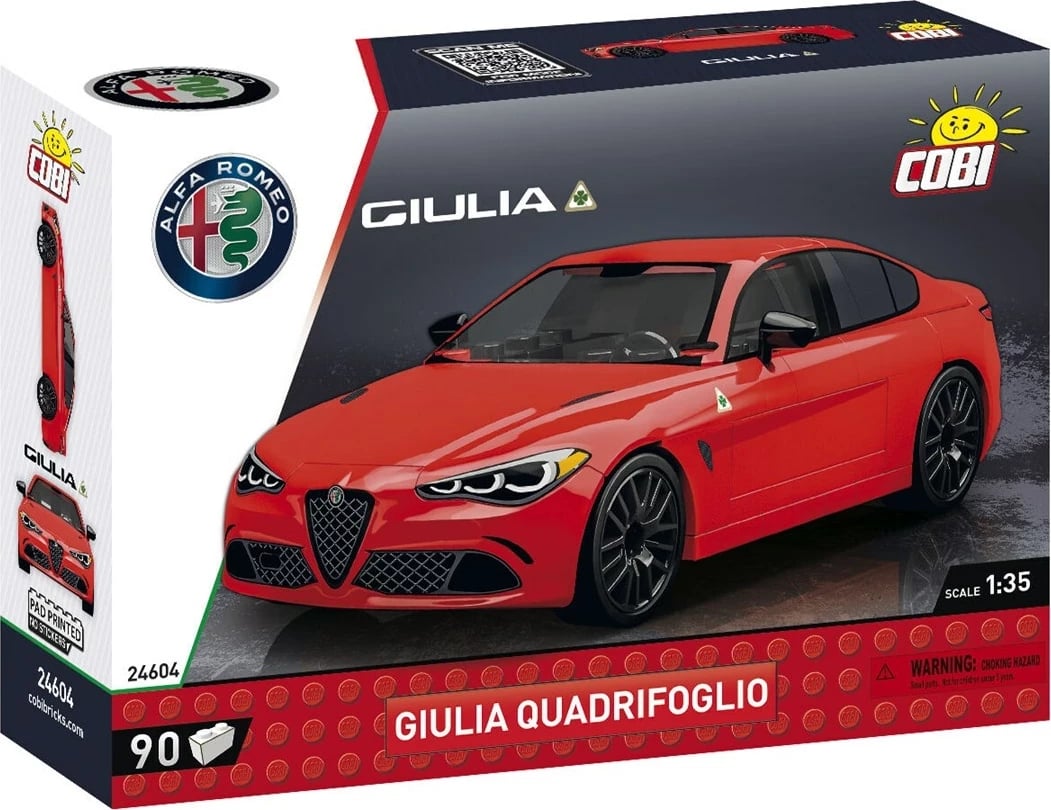 Set ndërtimi COBI Giulia Quadrifoglio, 90 pjesë, e kuqe