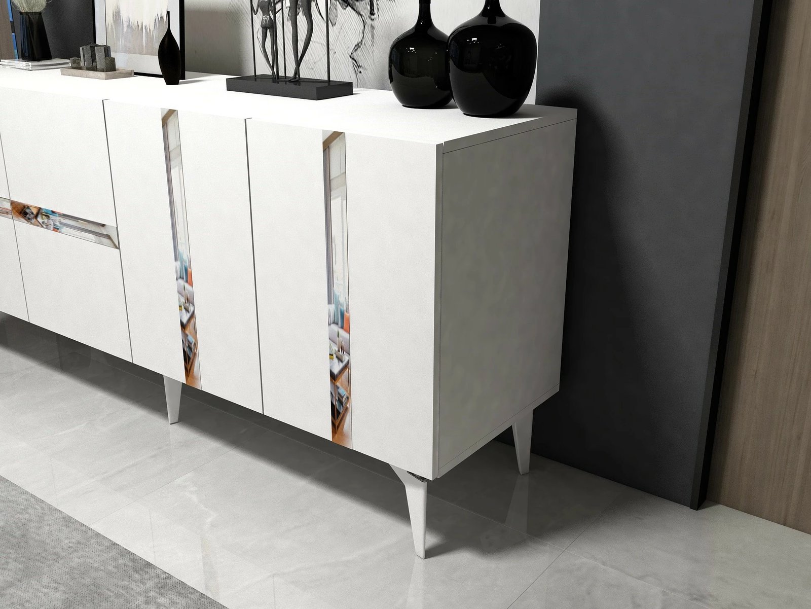 Konsol Skye Decor, Vania, e bardhë, argjend