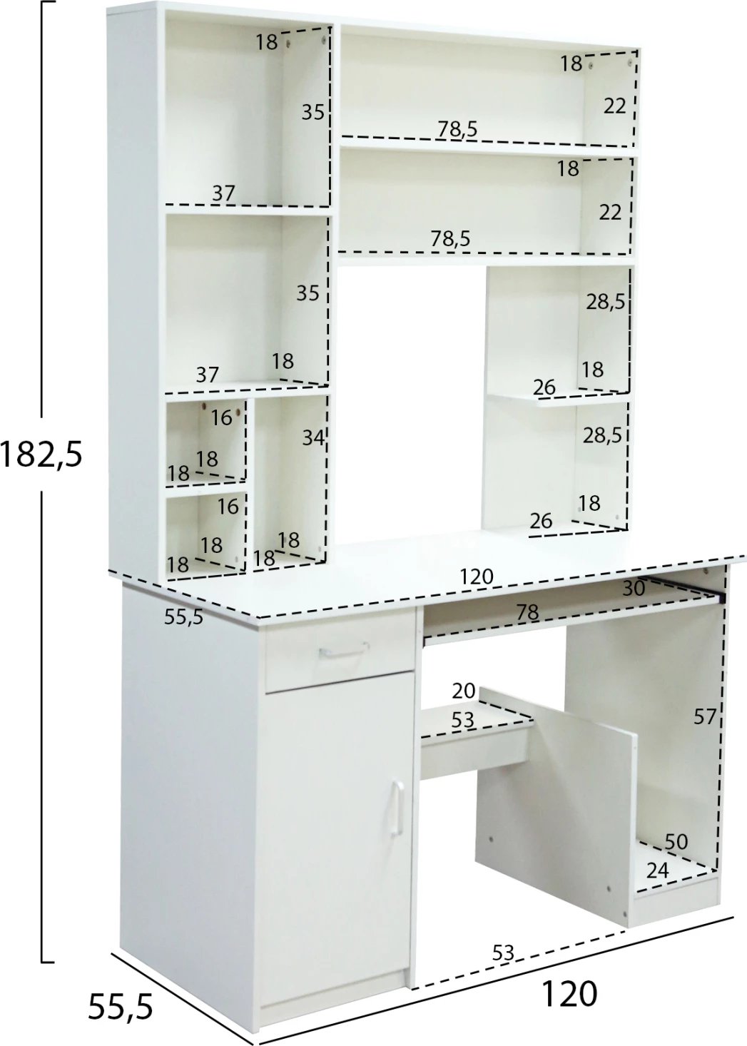 Tavolinë zyre FH2032.03 'STATUS, 120x55x182cm