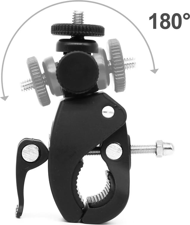 Mbajtës kamerë sportive biçiklete, Hurtel, rrotullim 360°, montim universal, rezistent ndaj vibrimeve, e zezë