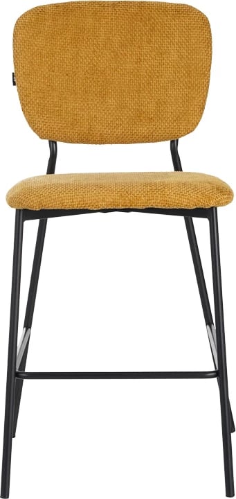 Karrige për bar Cathair, pëlhurë bouclé, ngjyrë tampa, këmbë metalike të zeza, 48x54x100cm