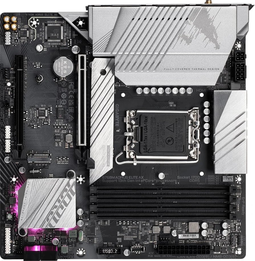 Pllakë amë Gigabyte B760M, AORUS ELITE AX, LGA 1700