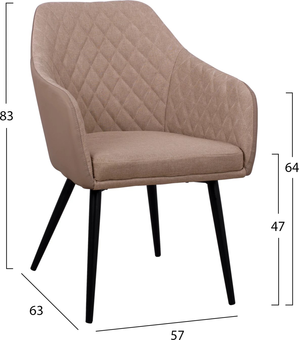 Karrige Charles FH8522.07 me pëlhurë Bezhë & PU Bezhë 57x63x83 cm, set prej 2 copash