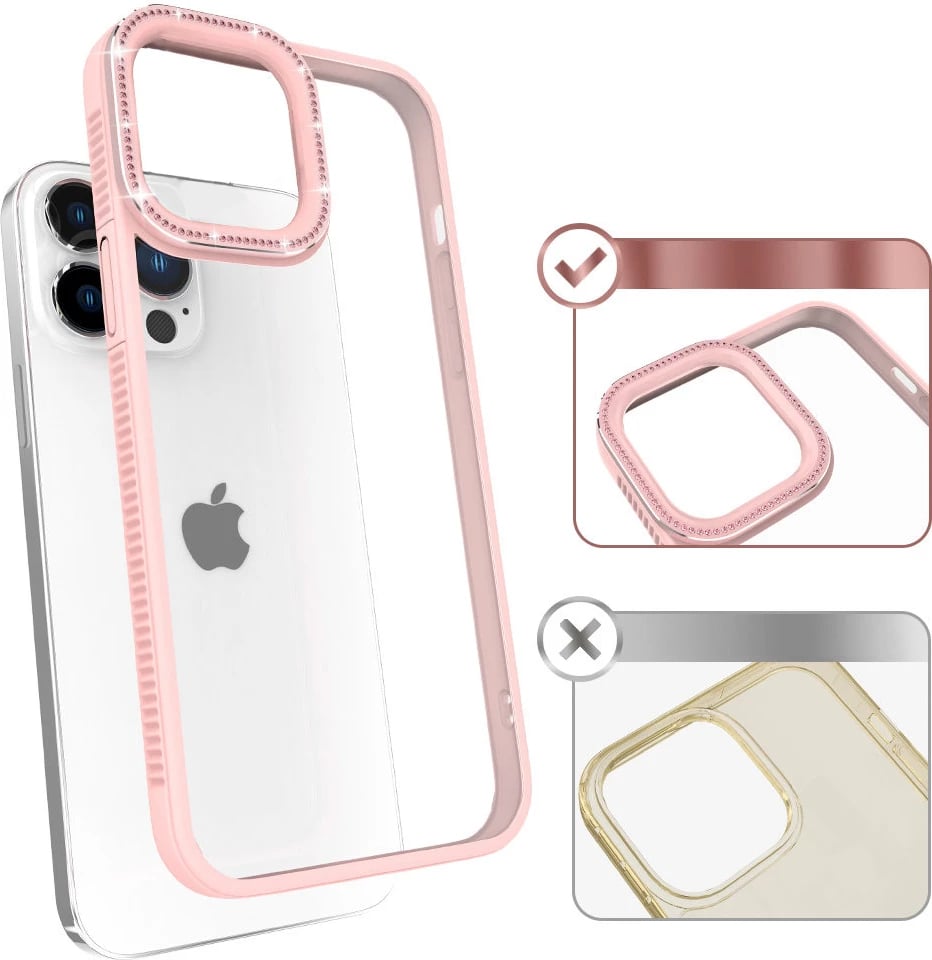 Mbështjellës Kingxbar Sparkle Series për iPhone 13 Pro me kristale, Rozë