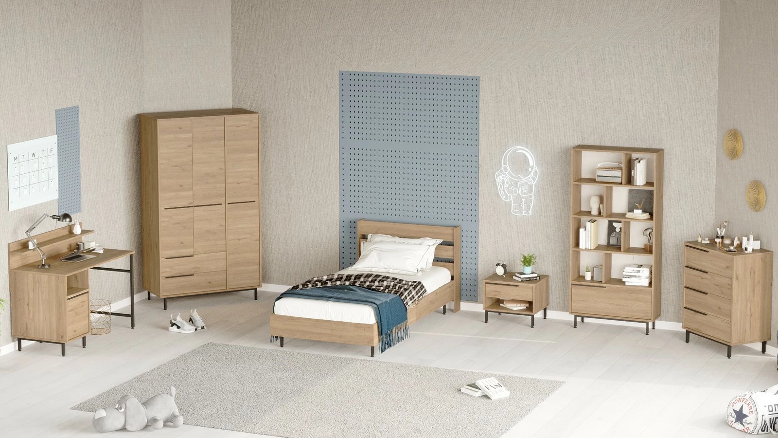 Set dhome për të rinj Skye Decor, ngjyrë lisi, ON26-S