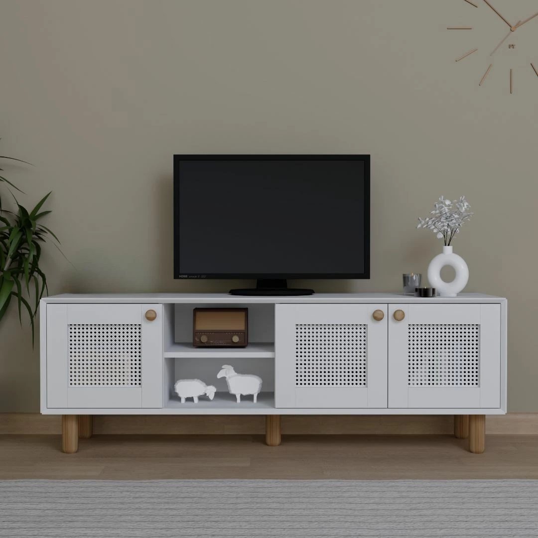 Komodë TV Skye Decor, stil bohemian, 1600-144, e bardhë