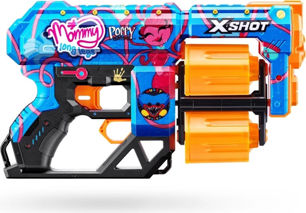 Blaster lodër ZURU X-Shot Dread Skins Launcher 36650D me 12 shigjeta shkumë, shumëngjyrëshe
