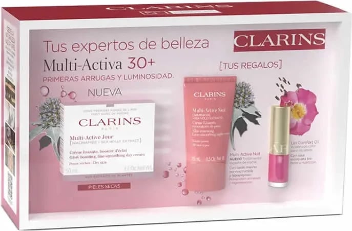 Set për kujdes fytyre Clarins Multi-Active Day Cream për lëkurë të thatë unisex, 3 copë
