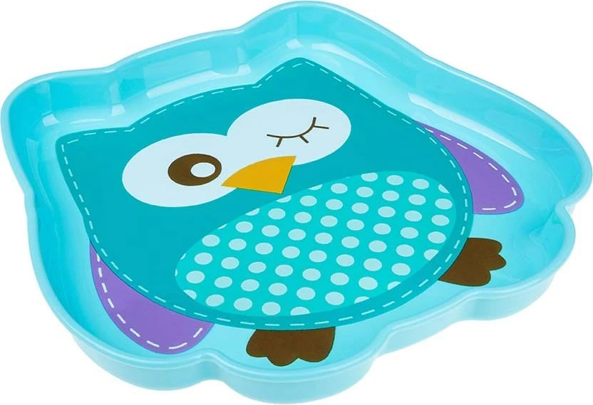 Pjatë bebe, AKUKU, Owl, plastikë BPA-free, 21x20 cm, blu