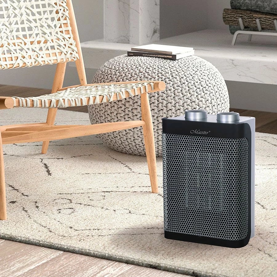 Ngrohës ventilator qeramik, Feel-Maestro MR-924, 1500W, 2 nivele 1000/1500W, termostat, i zi/argjend