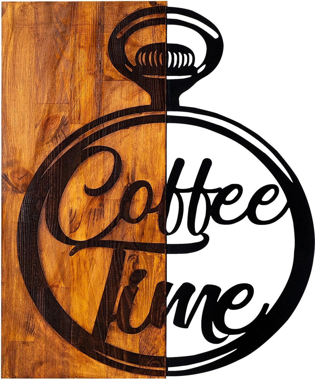 Aksesor dekorativ muri prej druri, Wallity, ngjyrë arre dhe e zezë, 47x58cm