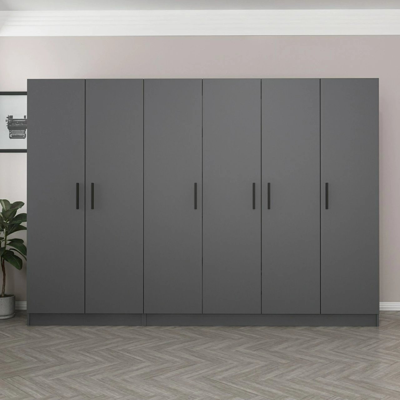 Dollap i madh për dhomë gjumi, ngjyrë antracit, Skye Decor, 270x190x52cm