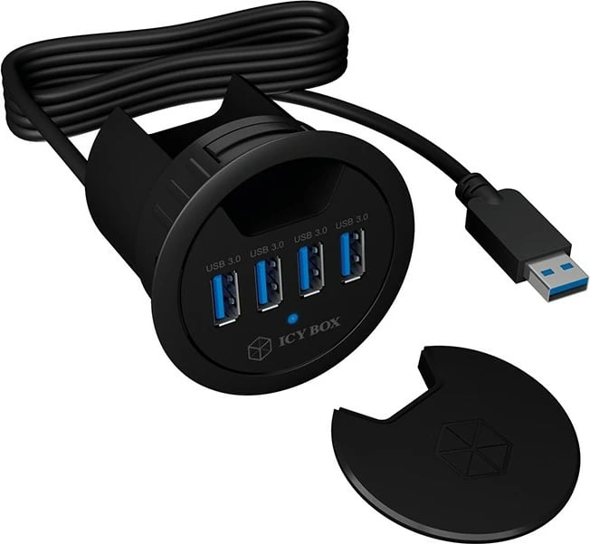 USB hub ICY BOX IB-HUB1403, 4 porta, USB 3.2 Gen 1, 1.2m, e zezë