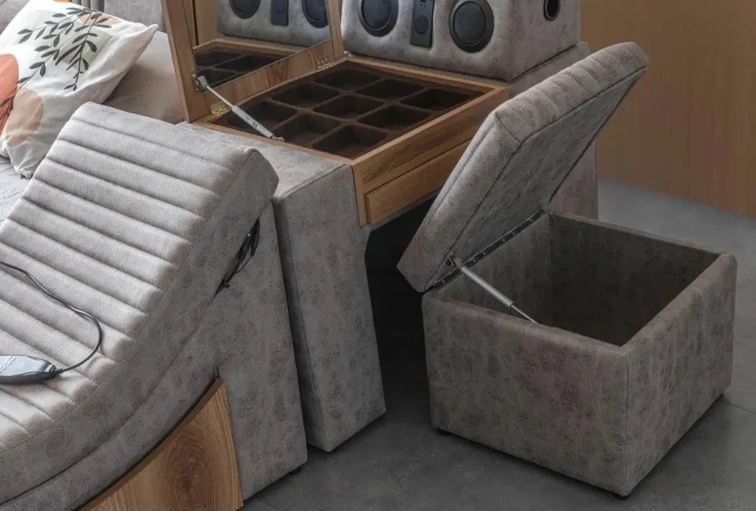 Krevat dopio me funksione smart, ngjyrë kafe, Skye Decor, Sunshine Smart