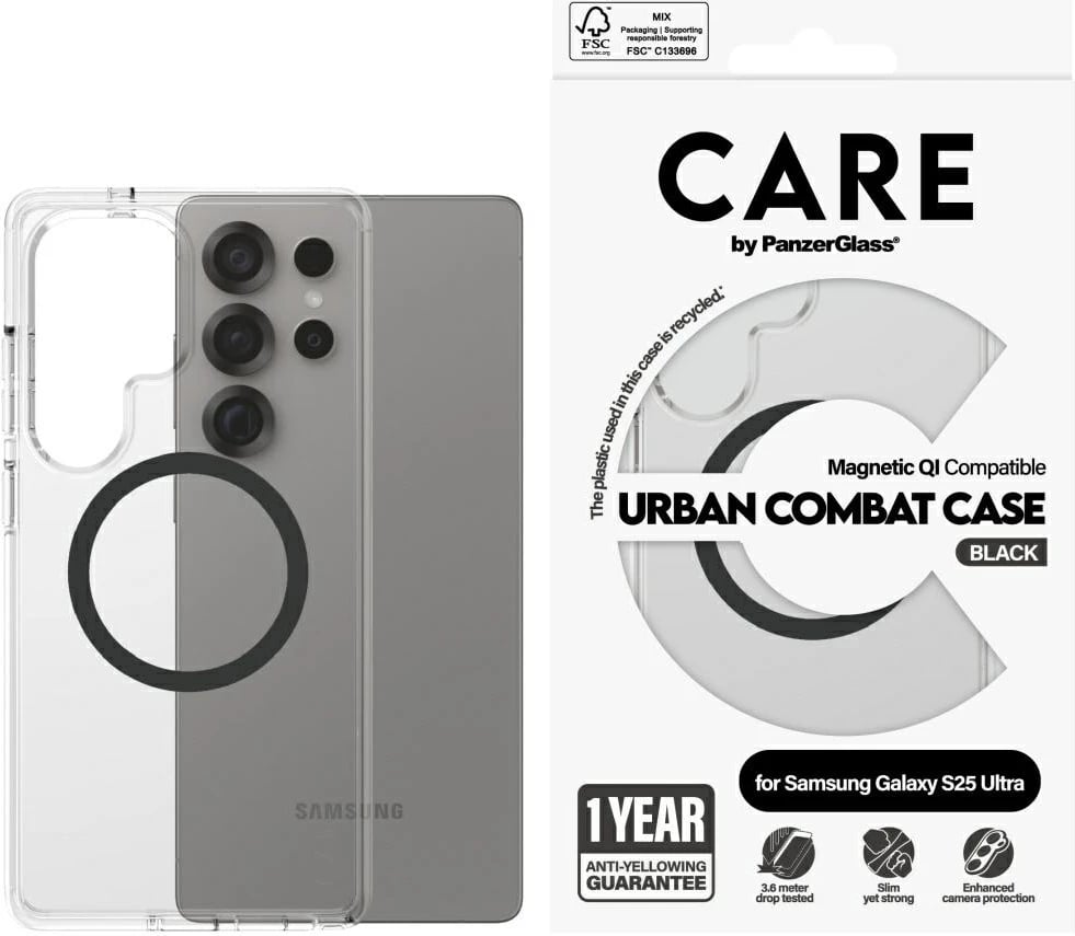 Mbështjellës PanzerGlass CARE Urban Combat, për Samsung Galaxy S25 Ultra, Transparent