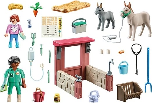 Set lodrash Playmobil Country 71471 Veterinari me gomarë, 55 pjesë