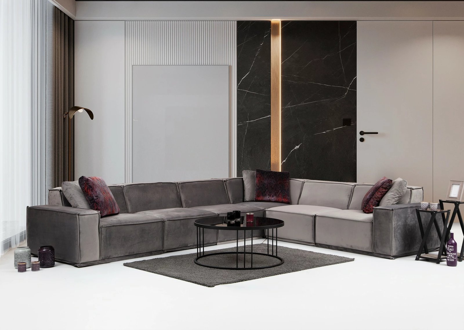 Këndare Atelier del Sofa, Lego Corner 2 (L1-O1-O1-C-O1-1R), ngjyrë gri