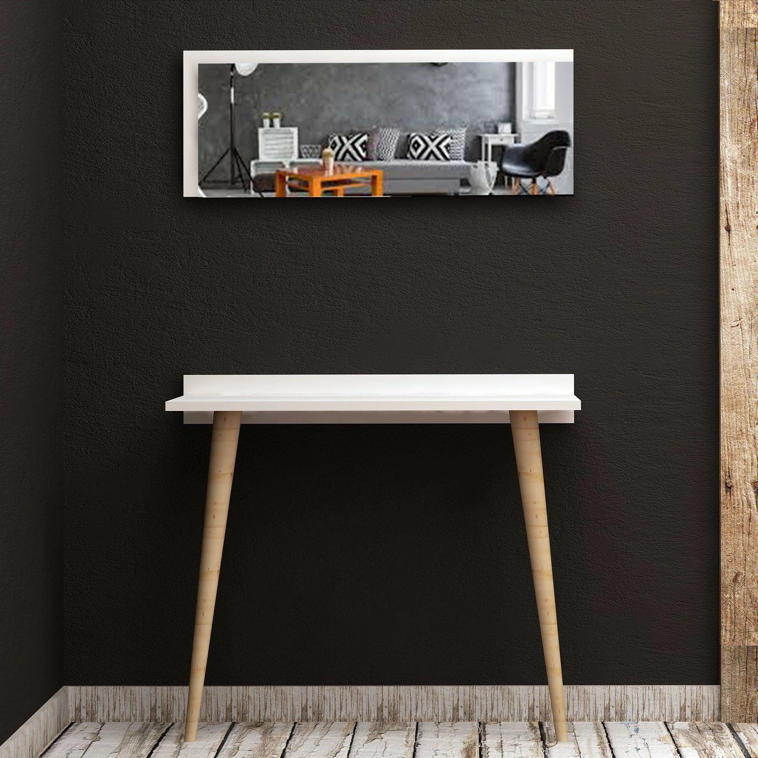 Komodë Hanah Home, Venezia, e bardhë, me pasqyrë