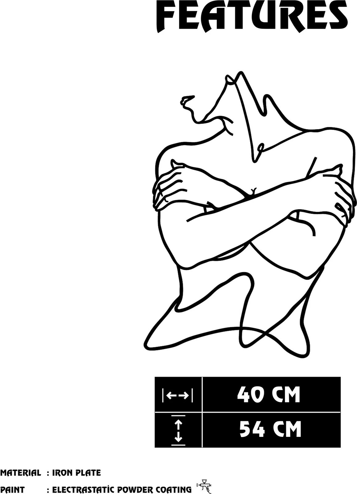 Aksesor dekorativ metalik për mur Wallity, Felicidad