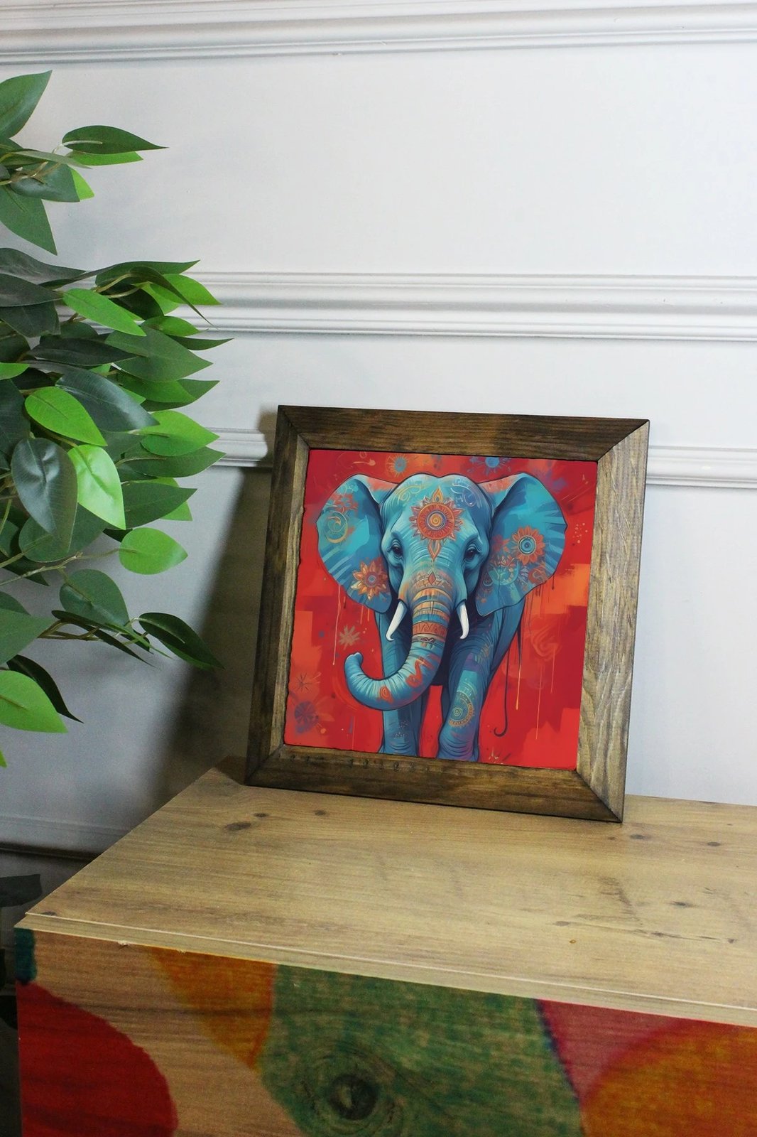 Pikturë dekorative me kornizë, shumëngjyrëshe, Ersytastablo45 - 16, 15.5x15.5cm